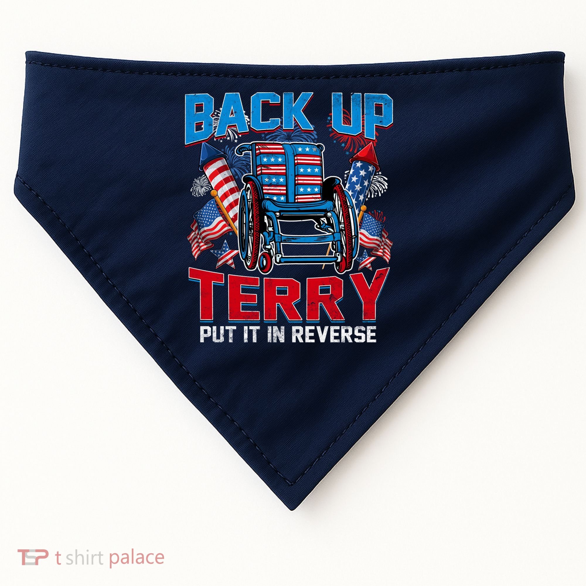Back Up Terry Put It In Reverse Funny 4th Of July Fireworks USA-Made Doggie Bandana