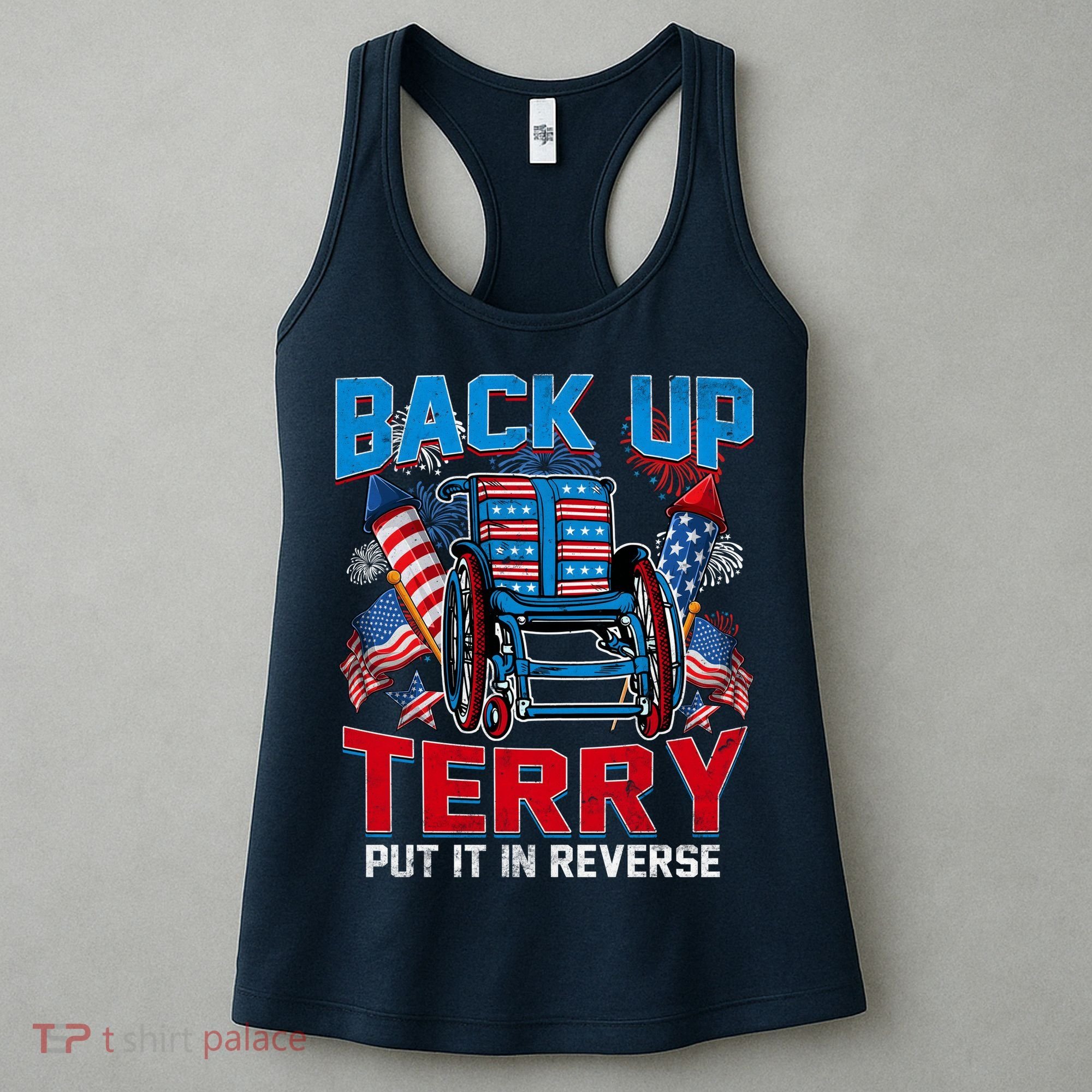 Back Up Terry Put It In Reverse Funny 4th Of July Fireworks Women's Tank Top