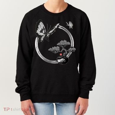 Butterflies And Bonzai Tree Japanese Ink Women's Sweatshirt