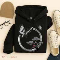 Butterflies And Bonzai Tree Japanese Ink Hoodie thumb 4