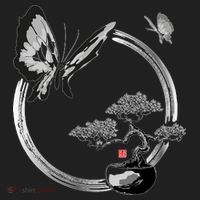Butterflies And Bonzai Tree Japanese Ink Beanie thumb 2
