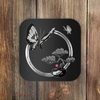 Butterflies And Bonzai Tree Japanese Ink Coaster thumb 0