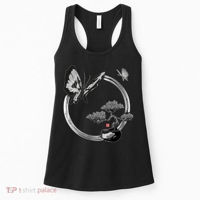 Butterflies And Bonzai Tree Japanese Ink Women's Tank Top