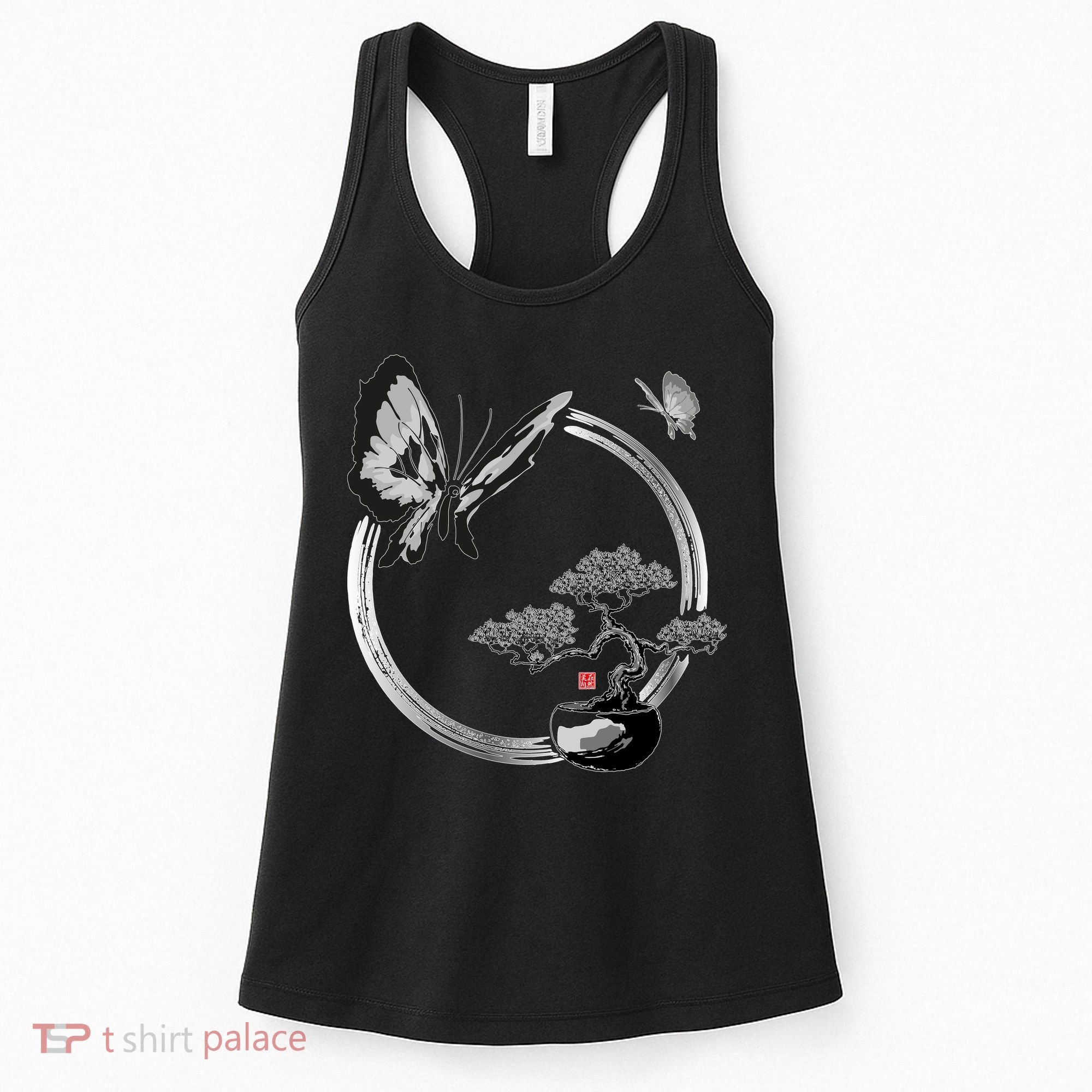 Butterflies And Bonzai Tree Japanese Ink Women's Tank Top