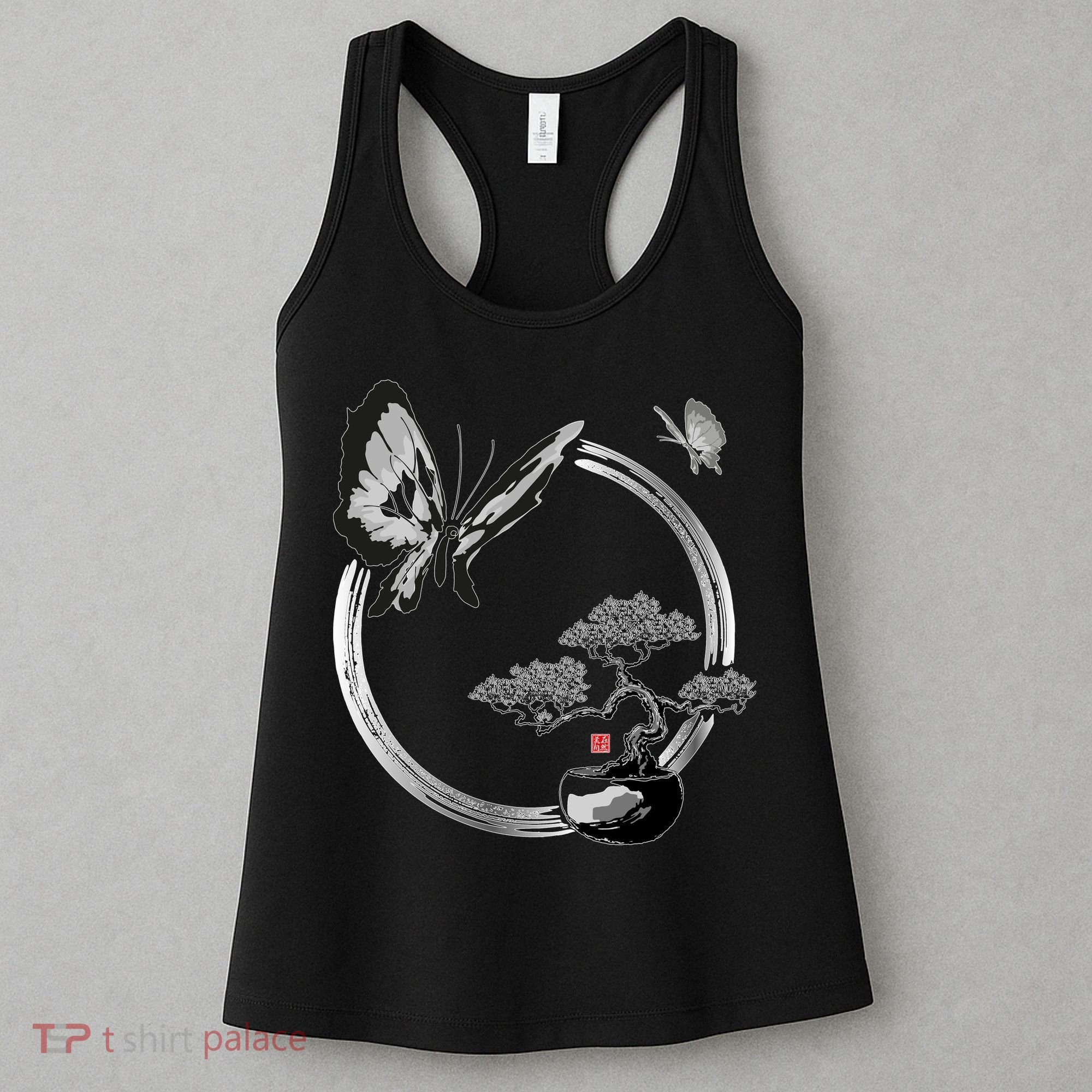 Butterflies And Bonzai Tree Japanese Ink Women's Tank Top
