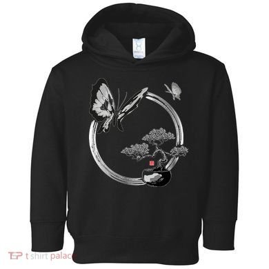 Butterflies And Bonzai Tree Japanese Ink Toddler Hoodie