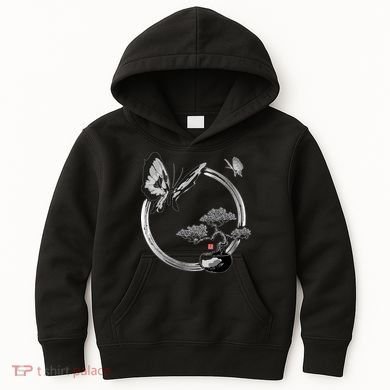 Butterflies And Bonzai Tree Japanese Ink Kids Hoodie