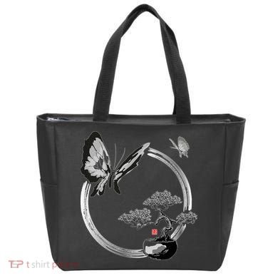 Butterflies And Bonzai Tree Japanese Ink Tote Bag
