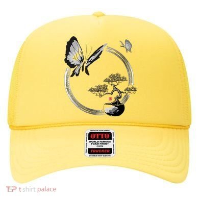 Butterflies And Bonzai Tree Japanese Ink Hat