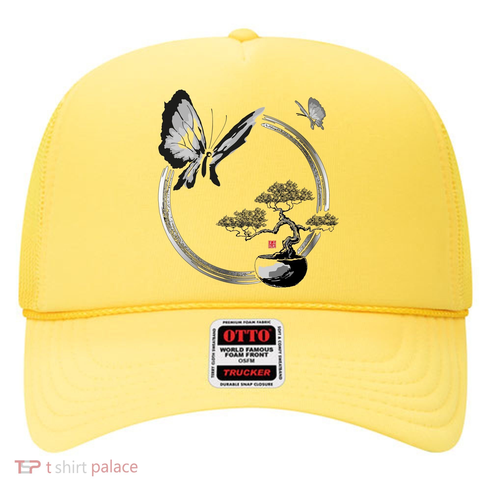 Butterflies And Bonzai Tree Japanese Ink Hat