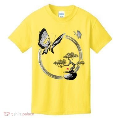 Butterflies And Bonzai Tree Japanese Ink Kids T-Shirt