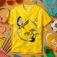 Butterflies And Bonzai Tree Japanese Ink Kids T-Shirt thumb 3