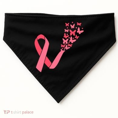 Butterfly Burst Breast Cancer Ribbon USA-Made Doggie Bandana
