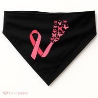 Butterfly Burst Breast Cancer Ribbon USA-Made Doggie Bandana thumb 0
