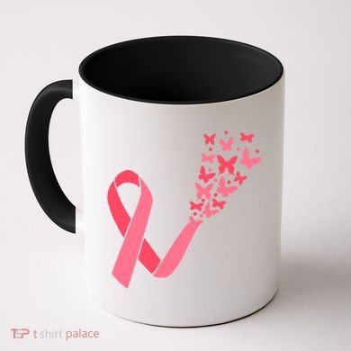Butterfly Burst Breast Cancer Ribbon Coffee Mug