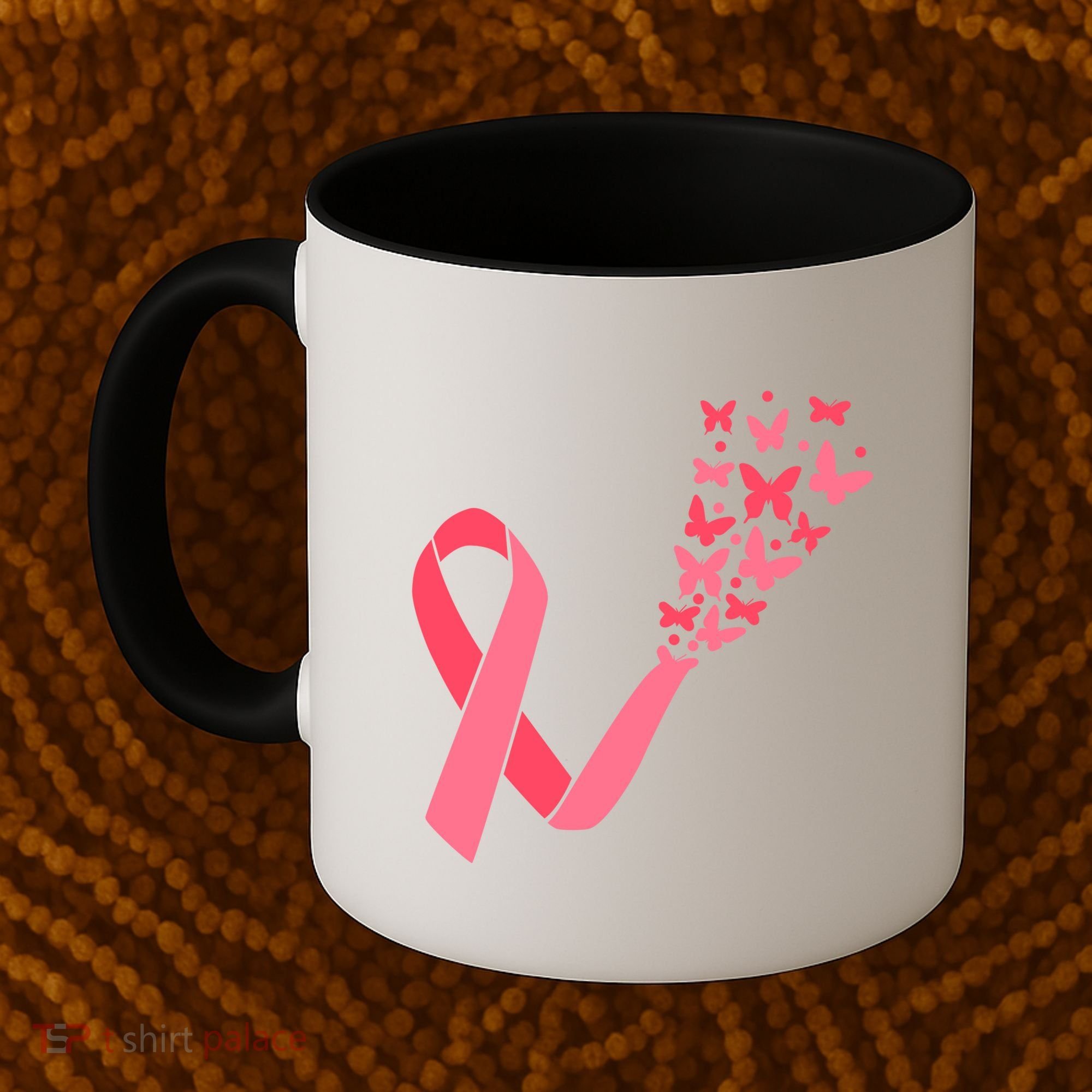 Butterfly Burst Breast Cancer Ribbon Coffee Mug