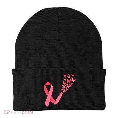Butterfly Burst Breast Cancer Ribbon Beanie