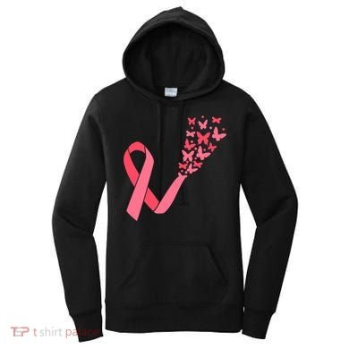 Butterfly Burst Breast Cancer Ribbon Women's Hoodie