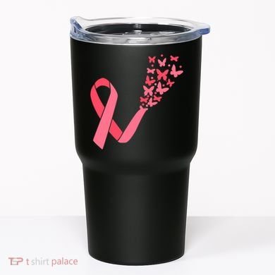Butterfly Burst Breast Cancer Ribbon Tumbler