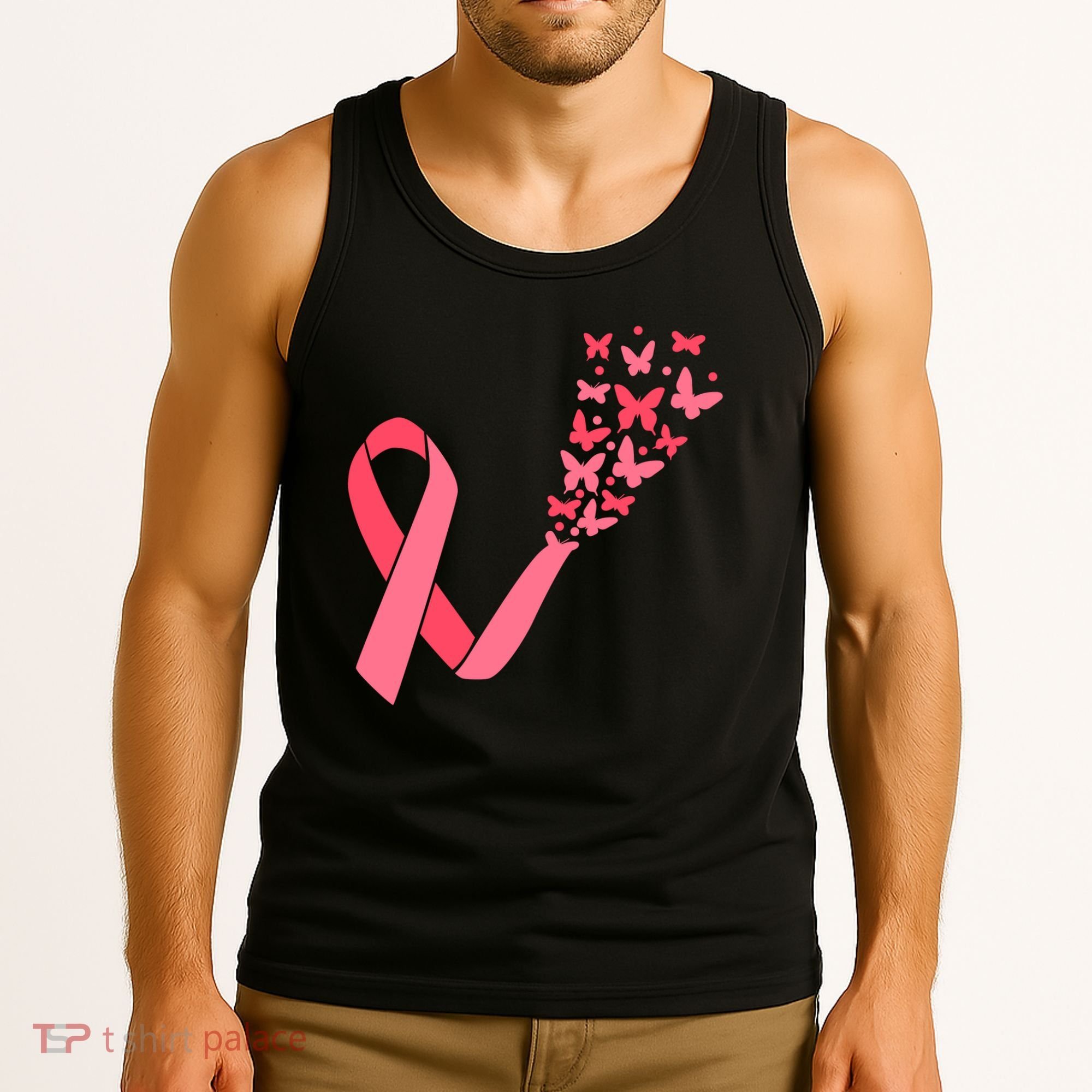 Butterfly Burst Breast Cancer Ribbon Tank Top
