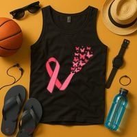 Butterfly Burst Breast Cancer Ribbon Tank Top thumb 4