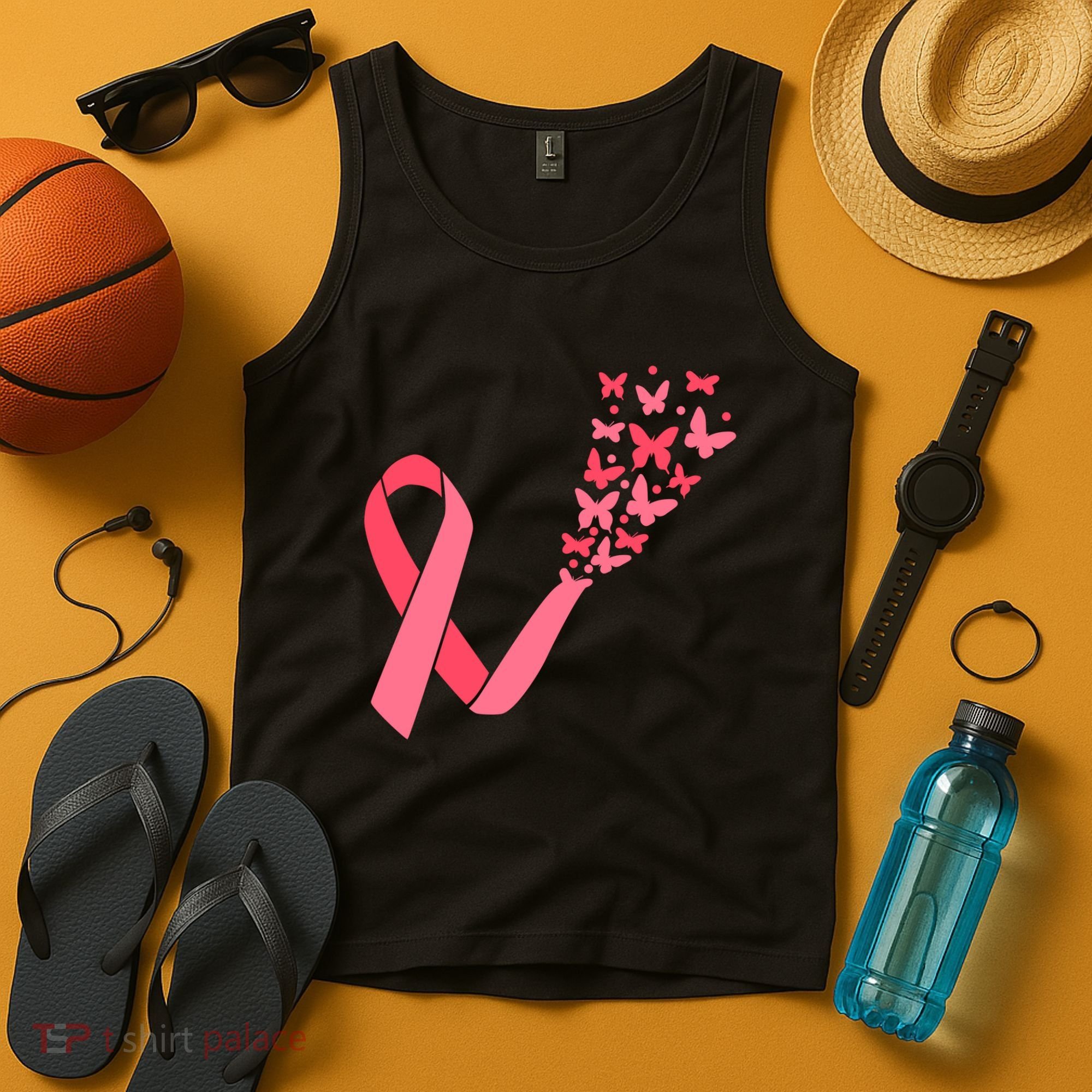 Butterfly Burst Breast Cancer Ribbon Tank Top