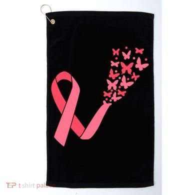 Butterfly Burst Breast Cancer Ribbon Golf Towel