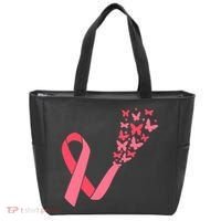 Butterfly Burst Breast Cancer Ribbon Tote Bag thumb 0