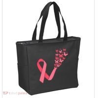 Butterfly Burst Breast Cancer Ribbon Tote Bag thumb 2