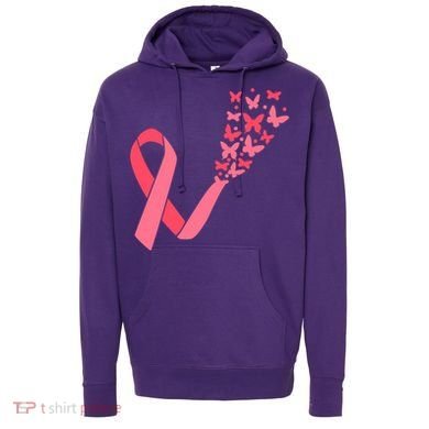 Butterfly Burst Breast Cancer Ribbon Hoodie