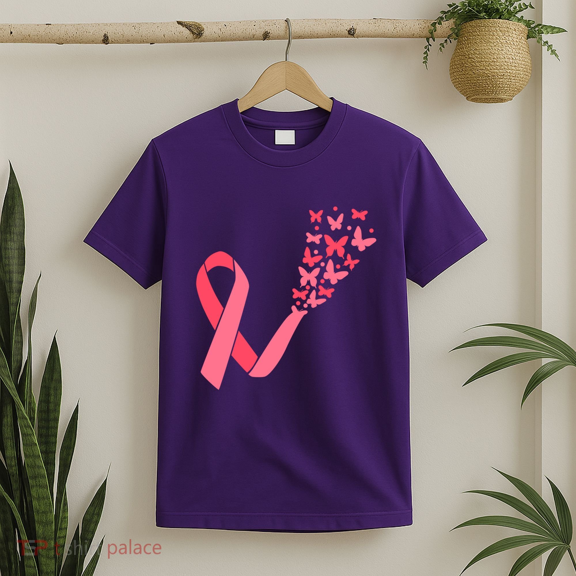 Butterfly Burst Breast Cancer Ribbon T-Shirt