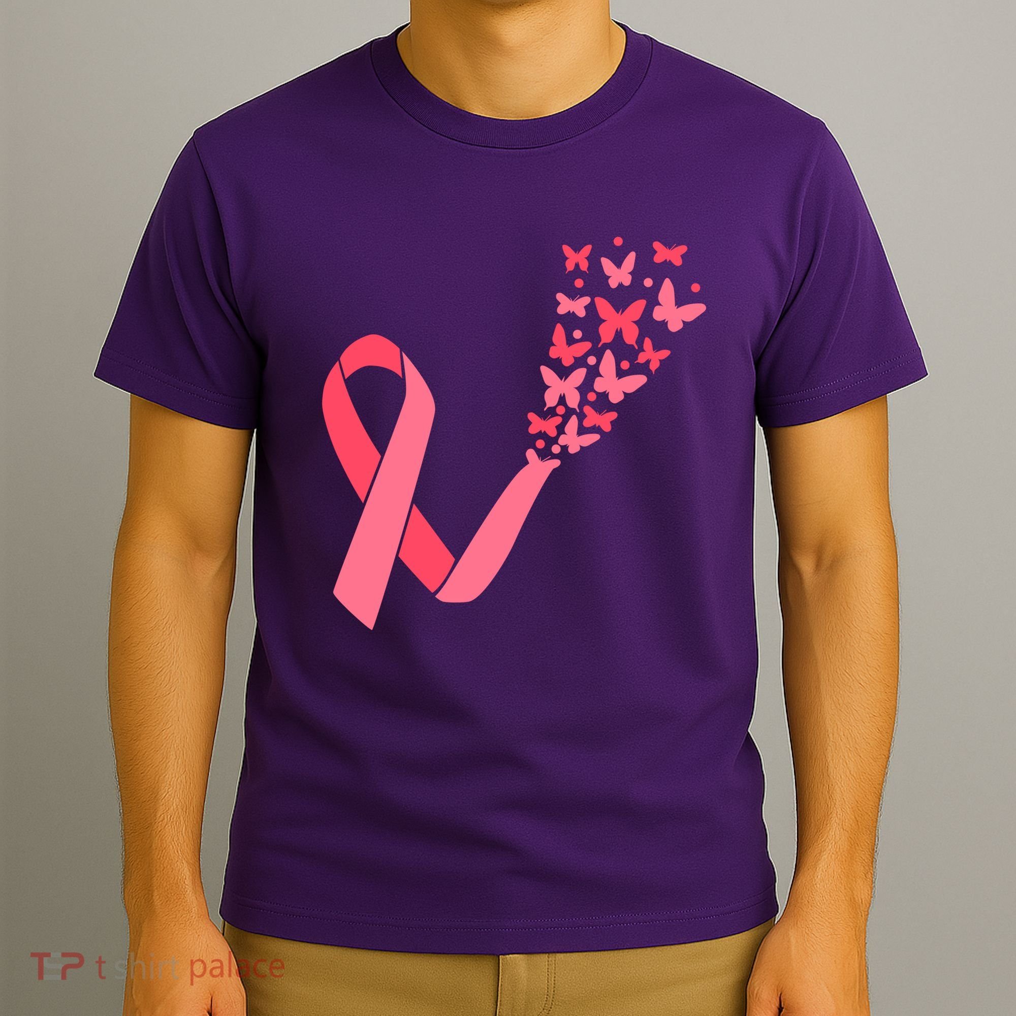 Butterfly Burst Breast Cancer Ribbon T-Shirt
