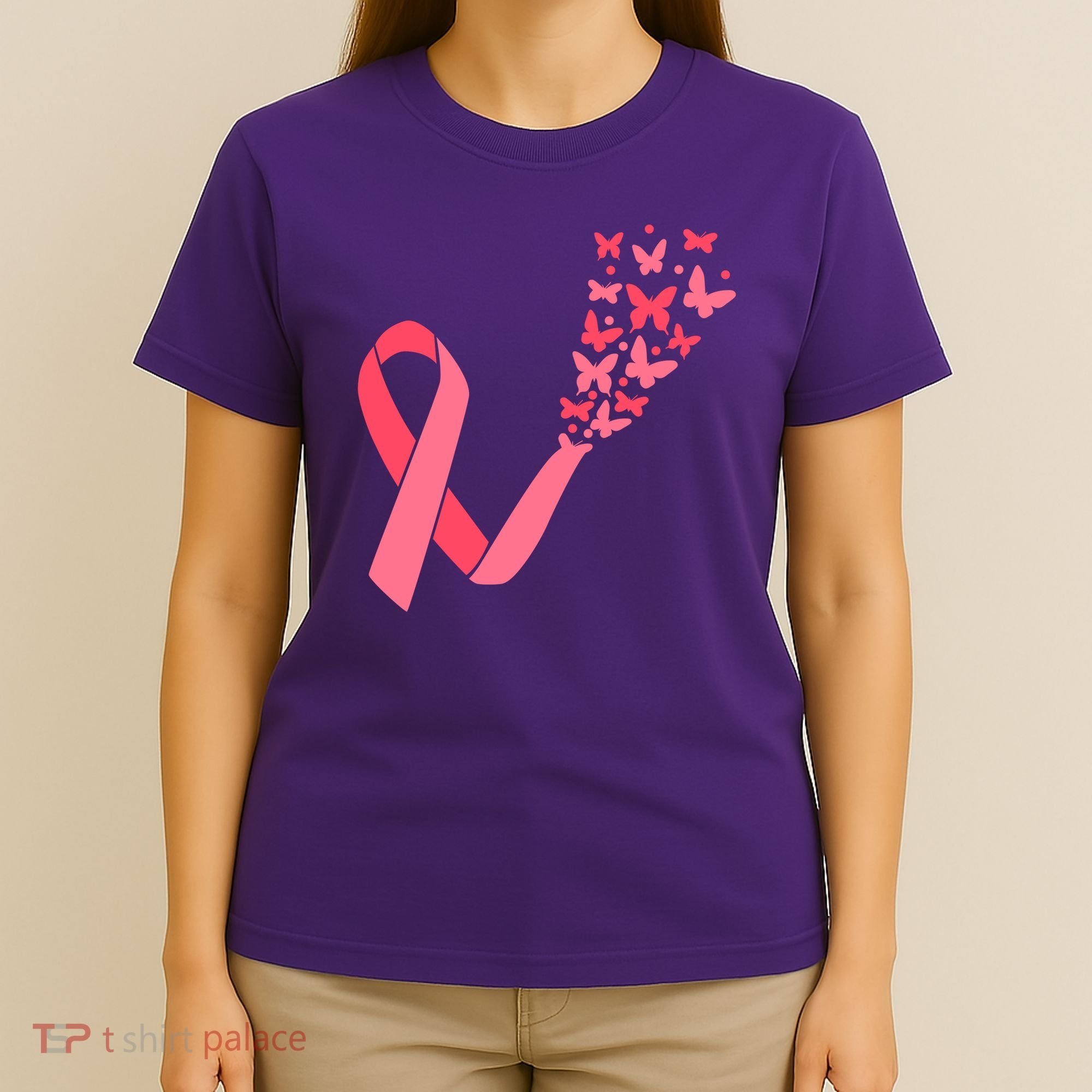 Butterfly Burst Breast Cancer Ribbon T-Shirt