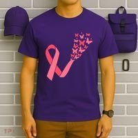Butterfly Burst Breast Cancer Ribbon T-Shirt thumb 6