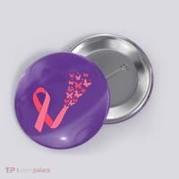 Butterfly Burst Breast Cancer Ribbon Button thumb 0