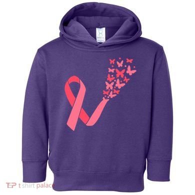 Butterfly Burst Breast Cancer Ribbon Toddler Hoodie