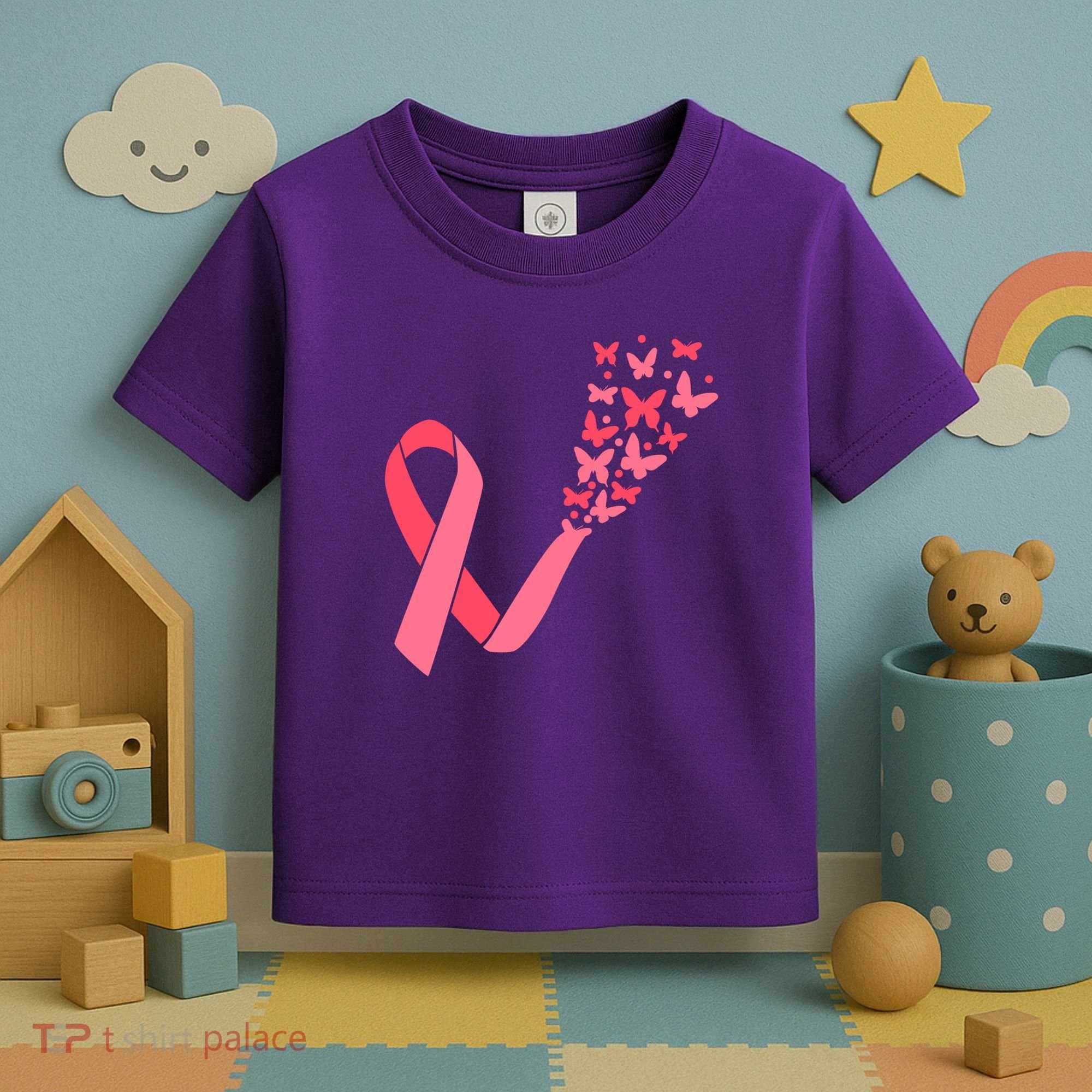 Butterfly Burst Breast Cancer Ribbon Toddler T-Shirt