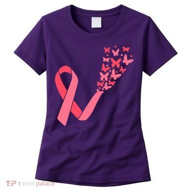 Butterfly Burst Breast Cancer Ribbon Women's T-Shirt