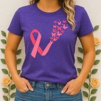 Butterfly Burst Breast Cancer Ribbon Women's T-Shirt thumb 2