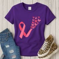 Butterfly Burst Breast Cancer Ribbon Women's T-Shirt thumb 3