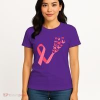 Butterfly Burst Breast Cancer Ribbon Women's T-Shirt thumb 4