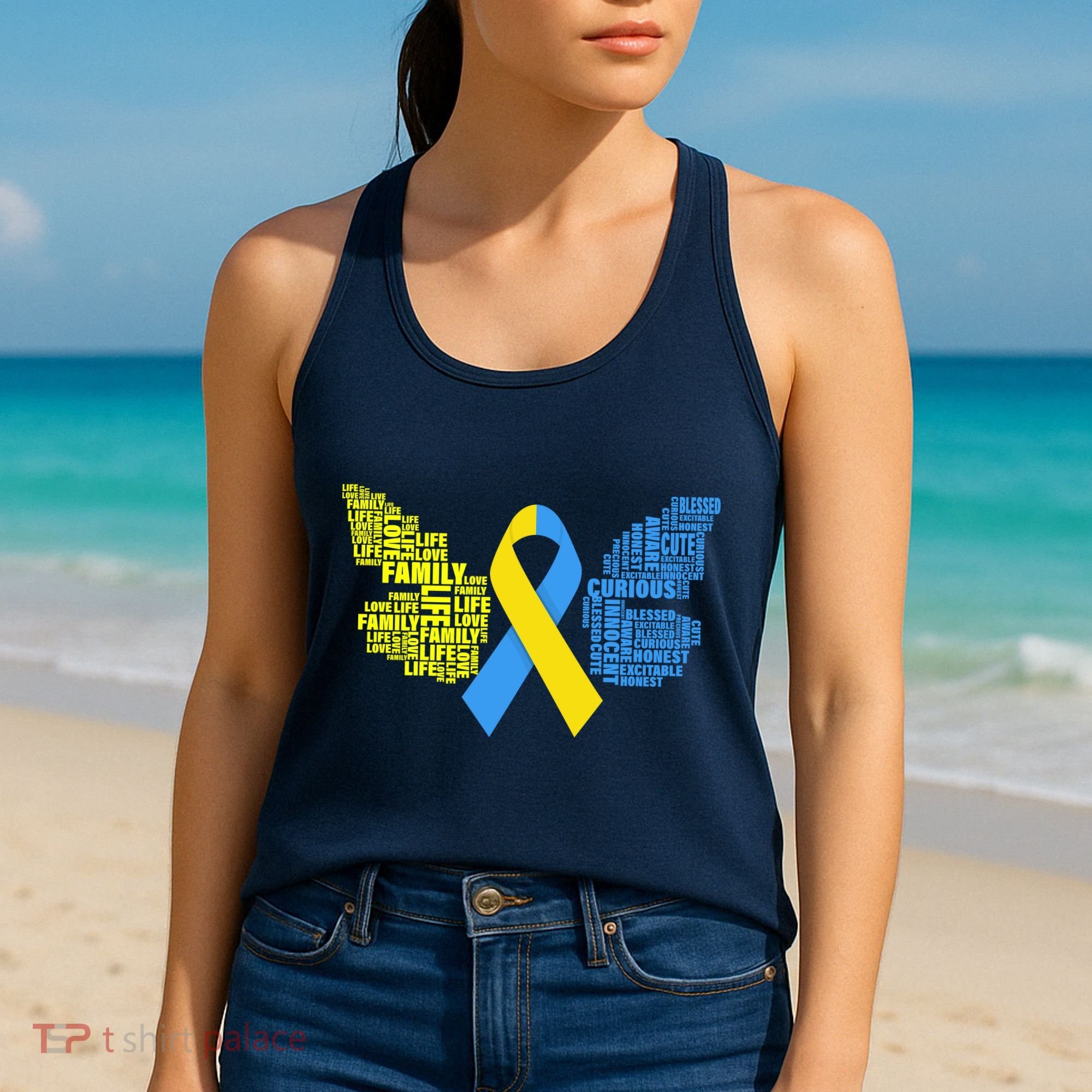 Butterfly Down Syndrome Inspiring Words Women's Tank Top