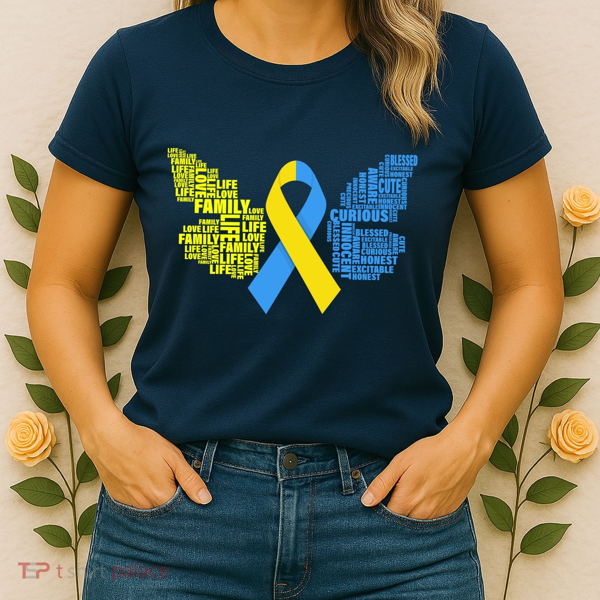 Butterfly Down Syndrome Inspiring Words Women's T-Shirt