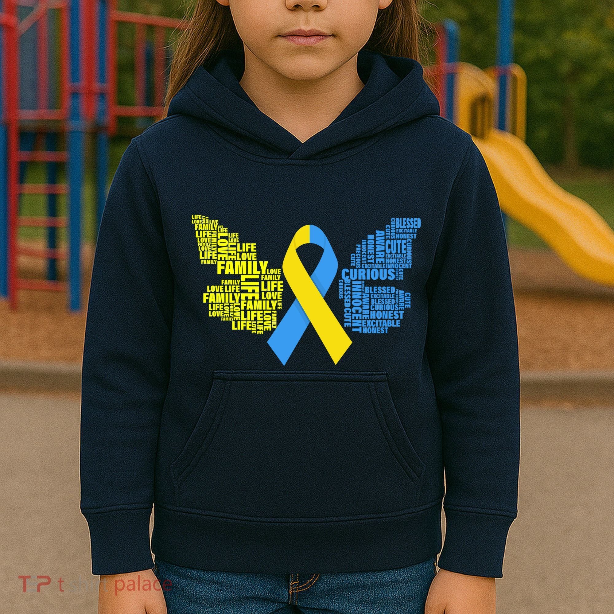 Butterfly Down Syndrome Inspiring Words Kids Hoodie