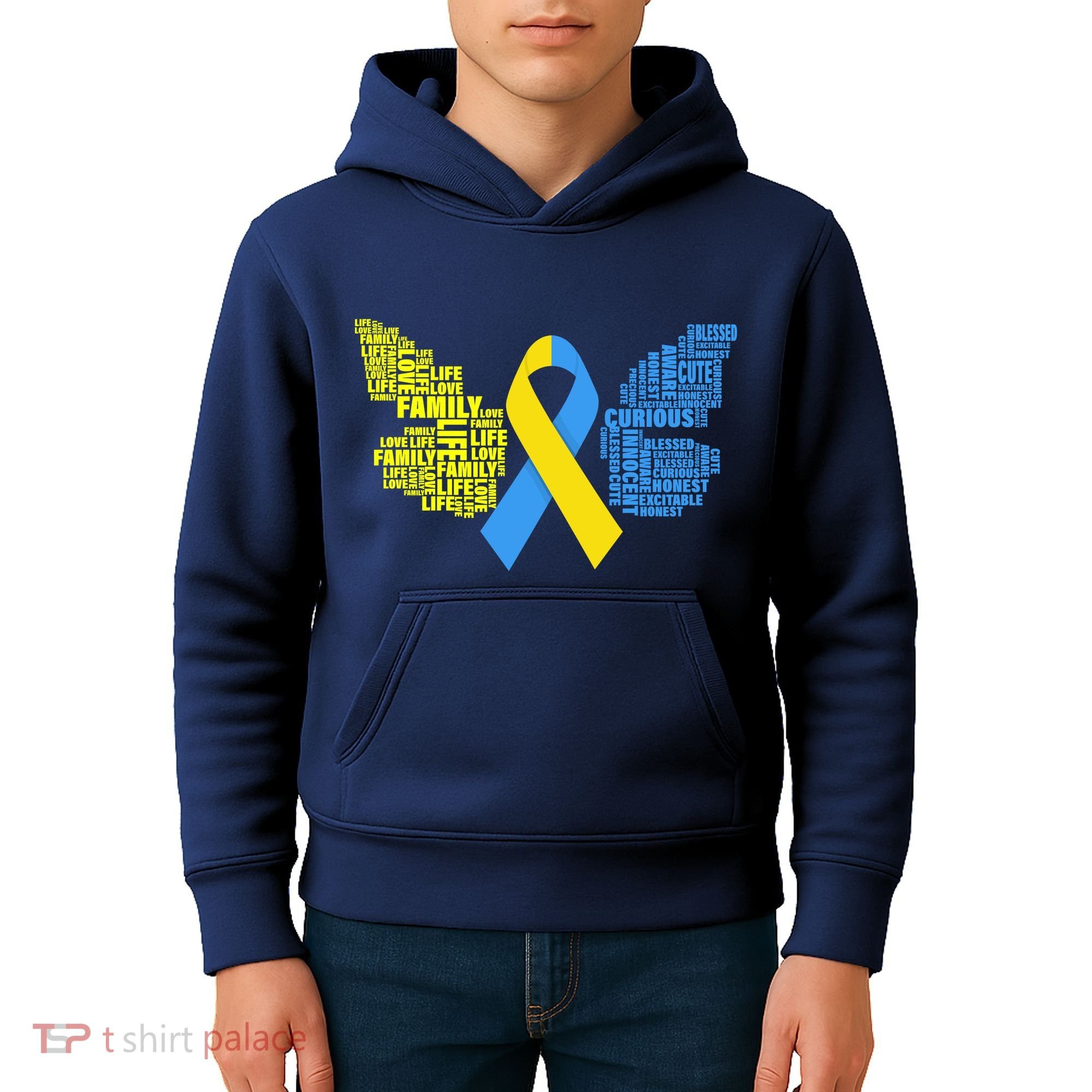 Butterfly Down Syndrome Inspiring Words Kids Hoodie
