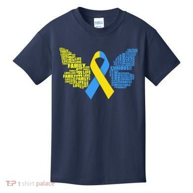 Butterfly Down Syndrome Inspiring Words Kids T-Shirt