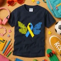 Butterfly Down Syndrome Inspiring Words Kids T-Shirt thumb 3