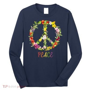 Butterfly Flower Peace Sign Long Sleeve Shirt