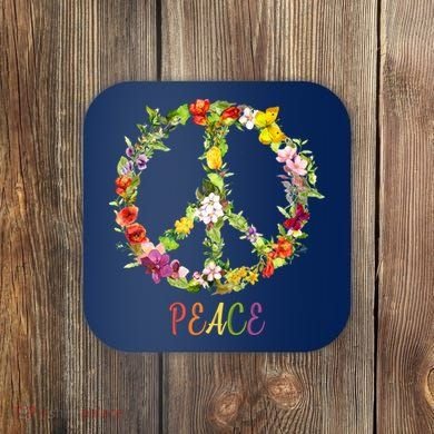 Butterfly Flower Peace Sign Coaster