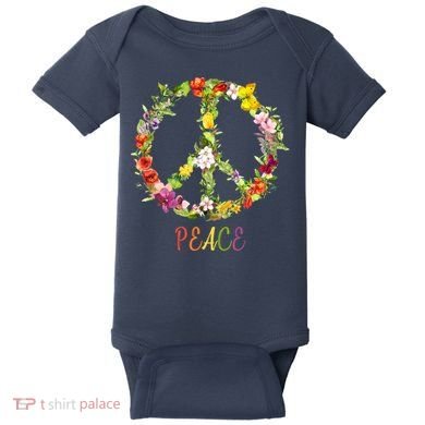 Butterfly Flower Peace Sign Baby Bodysuit